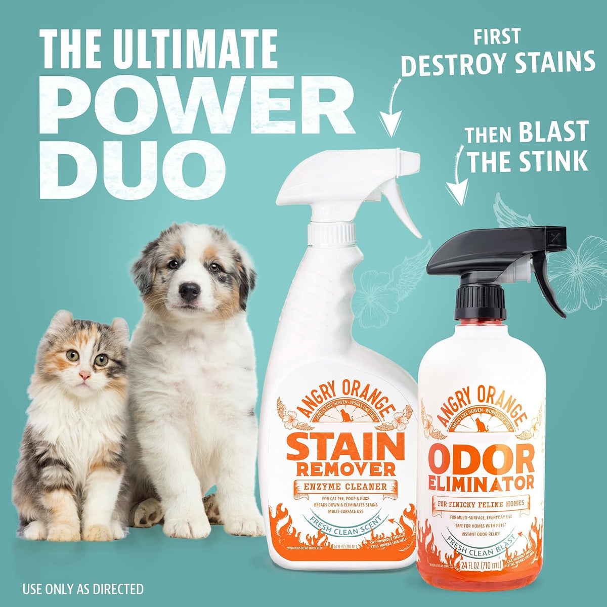 Pet Odor Eliminator for Dog and Cat Urine, Carpet Stains, and Strong Smells – NEW Orange Rush Scent – Citrus Cleaner with Natural Orange Oil – 24 oz