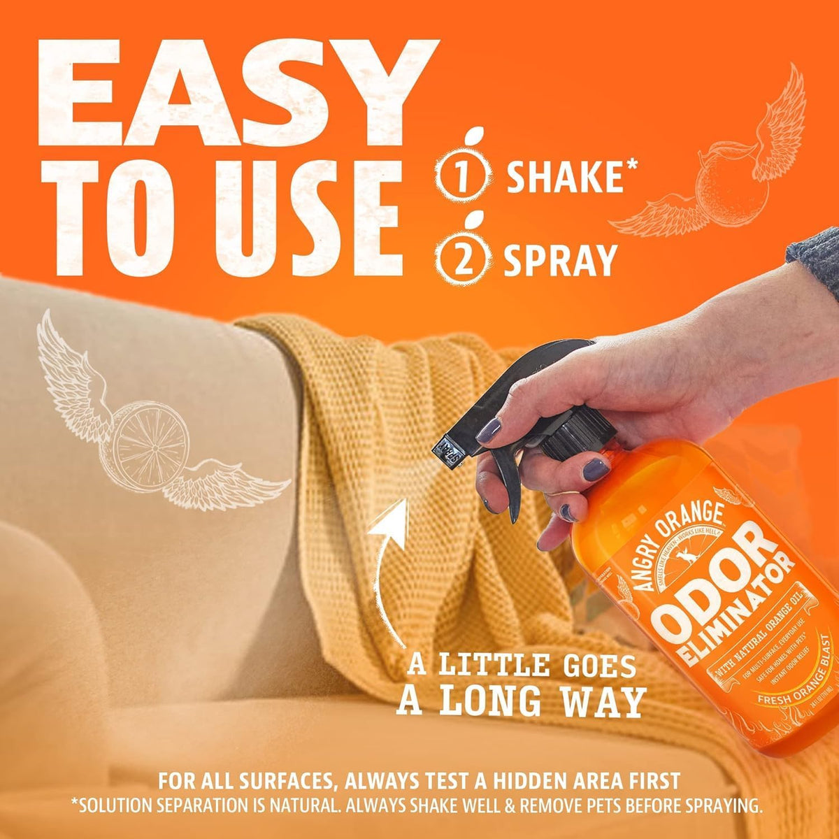 Pet Odor Eliminator for Dog and Cat Urine, Carpet Stains, and Strong Smells – NEW Orange Rush Scent – Citrus Cleaner with Natural Orange Oil – 24 oz