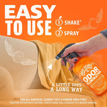 Pet Odor Eliminator for Dog and Cat Urine, Carpet Stains, and Strong Smells – NEW Orange Rush Scent – Citrus Cleaner with Natural Orange Oil – 24 oz