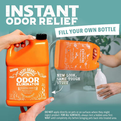 Pet Odor Eliminator for Dog and Cat Urine, Carpet Stains, and Strong Smells – NEW Orange Rush Scent – Citrus Cleaner with Natural Orange Oil – 24 oz