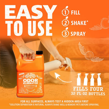 Pet Odor Eliminator for Dog and Cat Urine, Carpet Stains, and Strong Smells – NEW Orange Rush Scent – Citrus Cleaner with Natural Orange Oil – 24 oz