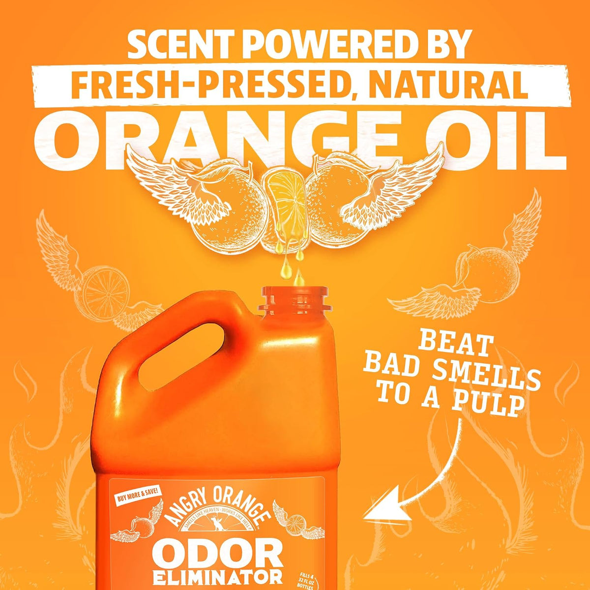 Pet Odor Eliminator for Dog and Cat Urine, Carpet Stains, and Strong Smells – NEW Orange Rush Scent – Citrus Cleaner with Natural Orange Oil – 24 oz