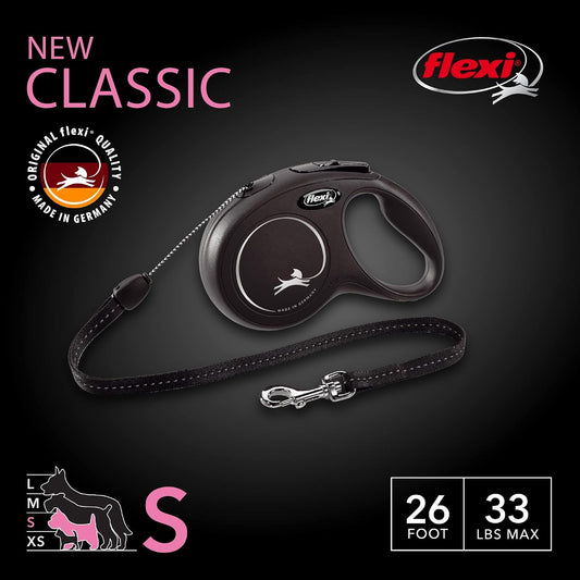 ® Classic Cord Retractable Dog Leash, Small, 26 ft - Black