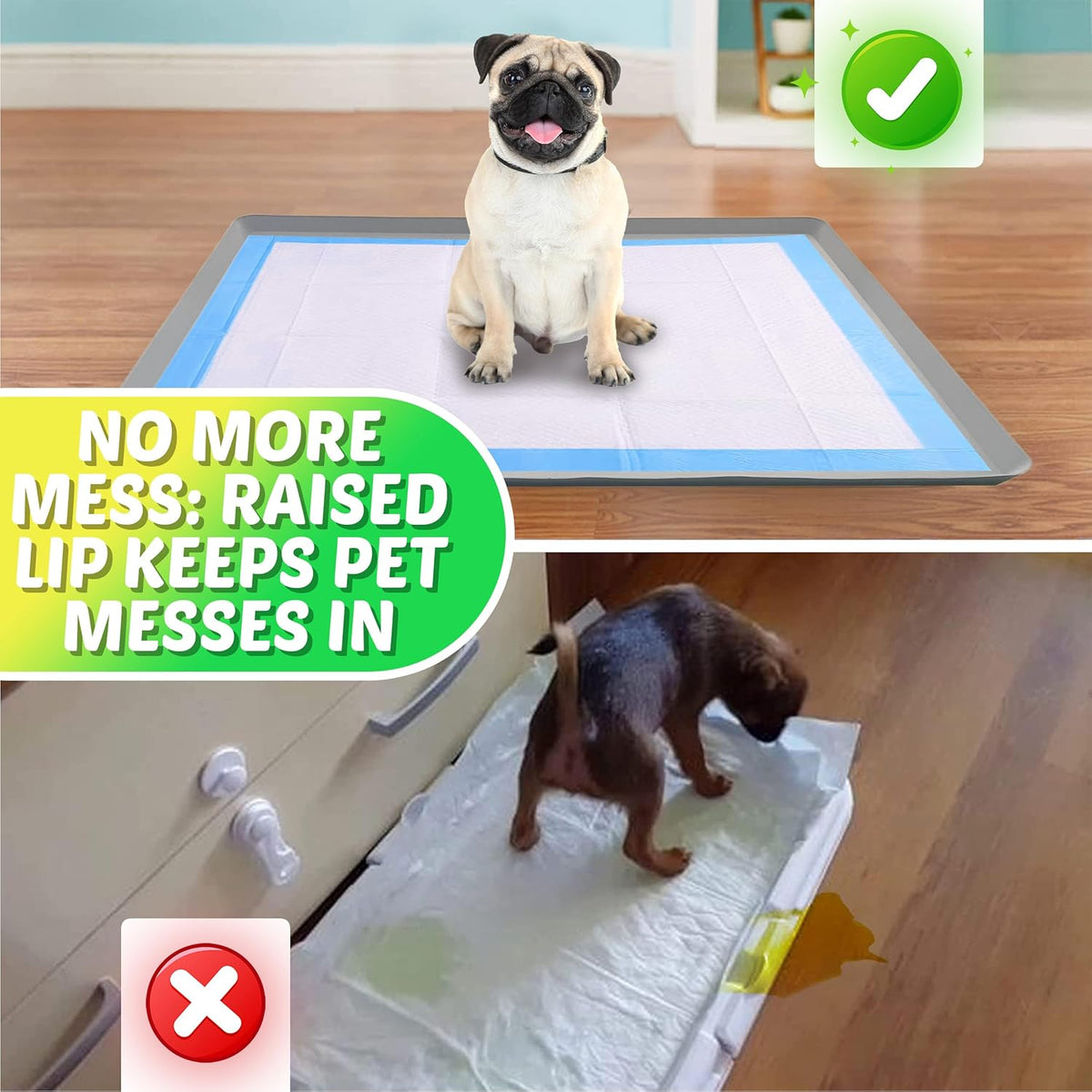 Dog Pee Pad Holder - Fits Up to 28” x 34” Pee Pad - 1 Pack - Grey