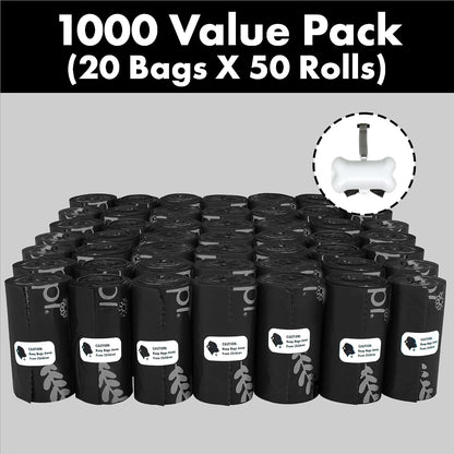 1000 Dog Poop Waste Bags with Dispenser and Leash Tie, 9" x 13", Blue, 1000 Count