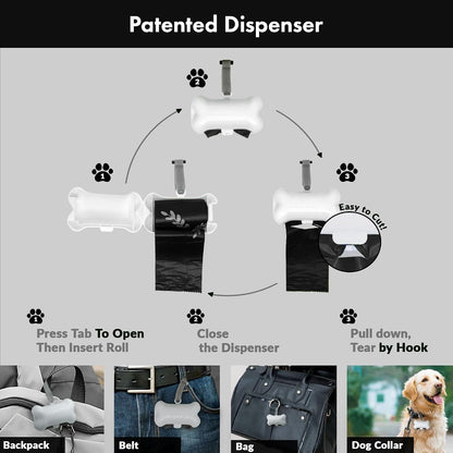 1000 Dog Poop Waste Bags with Dispenser and Leash Tie, 9" x 13", Blue, 1000 Count
