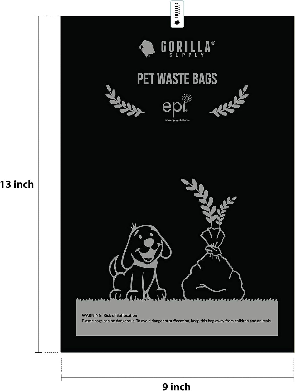 1000 Dog Poop Waste Bags with Dispenser and Leash Tie, 9" x 13", Blue, 1000 Count