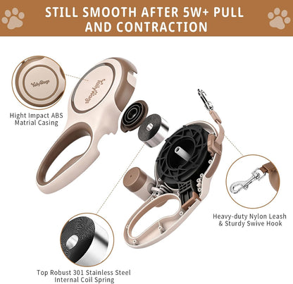 16ft Retractable Dog Leash for Medium Dogs up to 66 lbs,Khaki