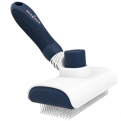 Self-Cleaning Flexible Neck Slicker Brush for Dogs & Cats, Grooming Brush for Deeper Reach with Long Stainless Steel Bristles, Deshedding & Detangling, Daily Use for Sensitive Skin