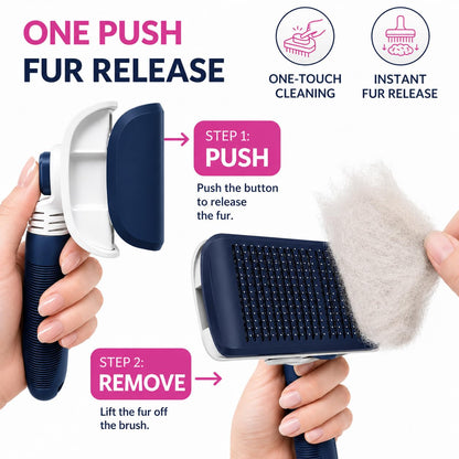 Self-Cleaning Flexible Neck Slicker Brush for Dogs & Cats, Grooming Brush for Deeper Reach with Long Stainless Steel Bristles, Deshedding & Detangling, Daily Use for Sensitive Skin