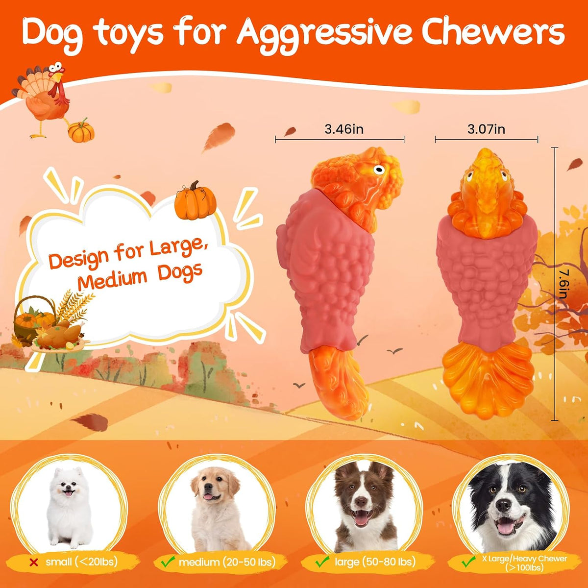 WinTour Tough Dog Toys for Aggressive Chewers, Indestructible Dog Chew Toys