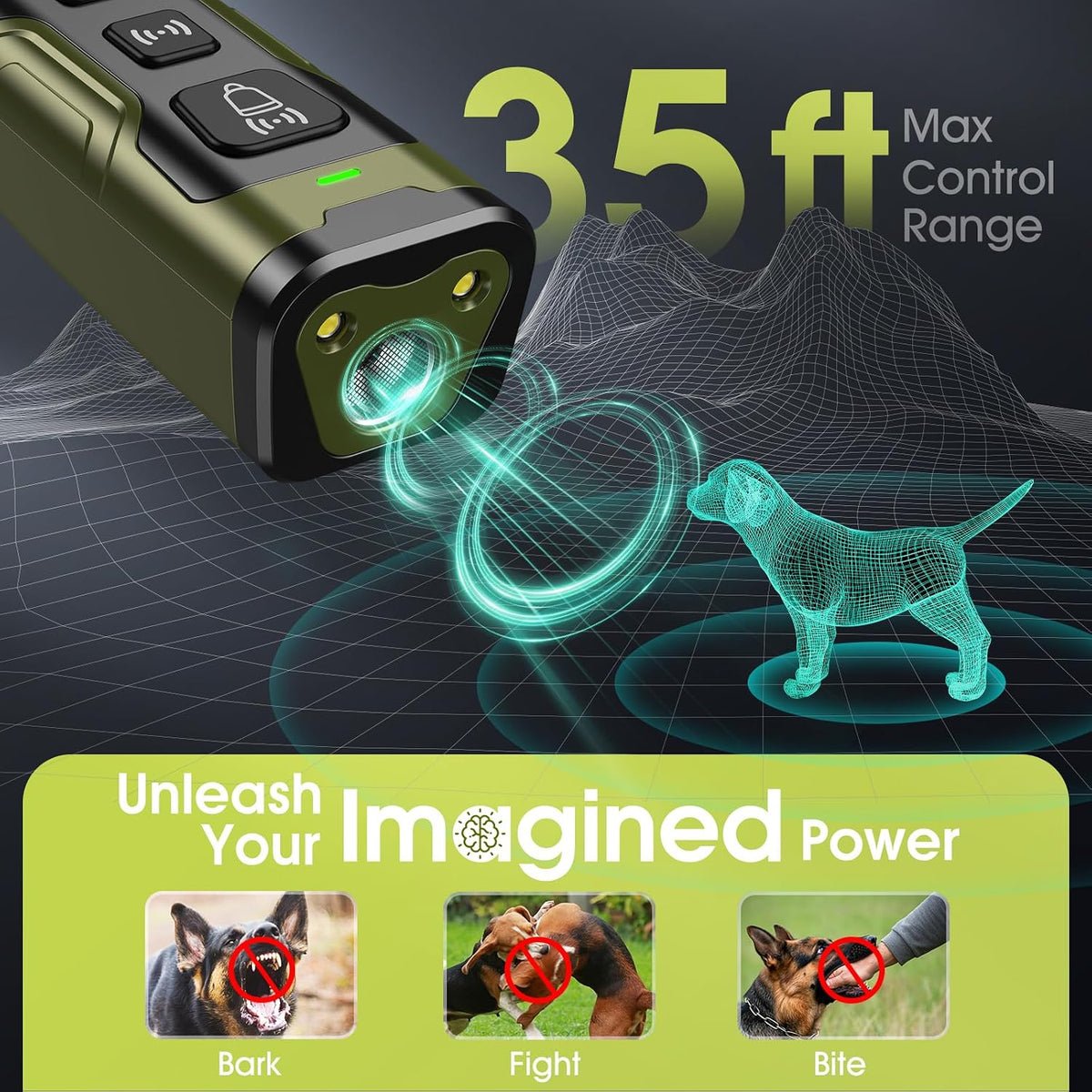Stop Dog Barking Fast & Safely, Ultrasonic Bark Deterrent for Indoor Outdoor Use, Anti Barking Device for Dogs with 4 Modes, 35ft Range, Easy to Use No Bark Device for a Quieter Home