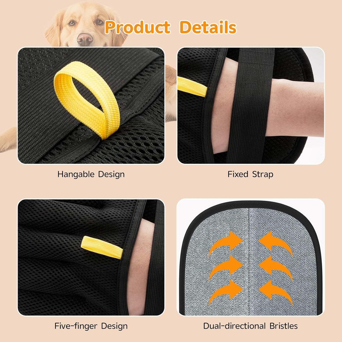 Pet Hair Remover - 2025 New Electrostatic Magic Brush Pet Hair Remover Glove, Reusable Cat & Dog Hair Remover Tool for Clothing, Couch, Furniture, Carpet, Car Seat, Cat Grooming Glove, 1 PCS