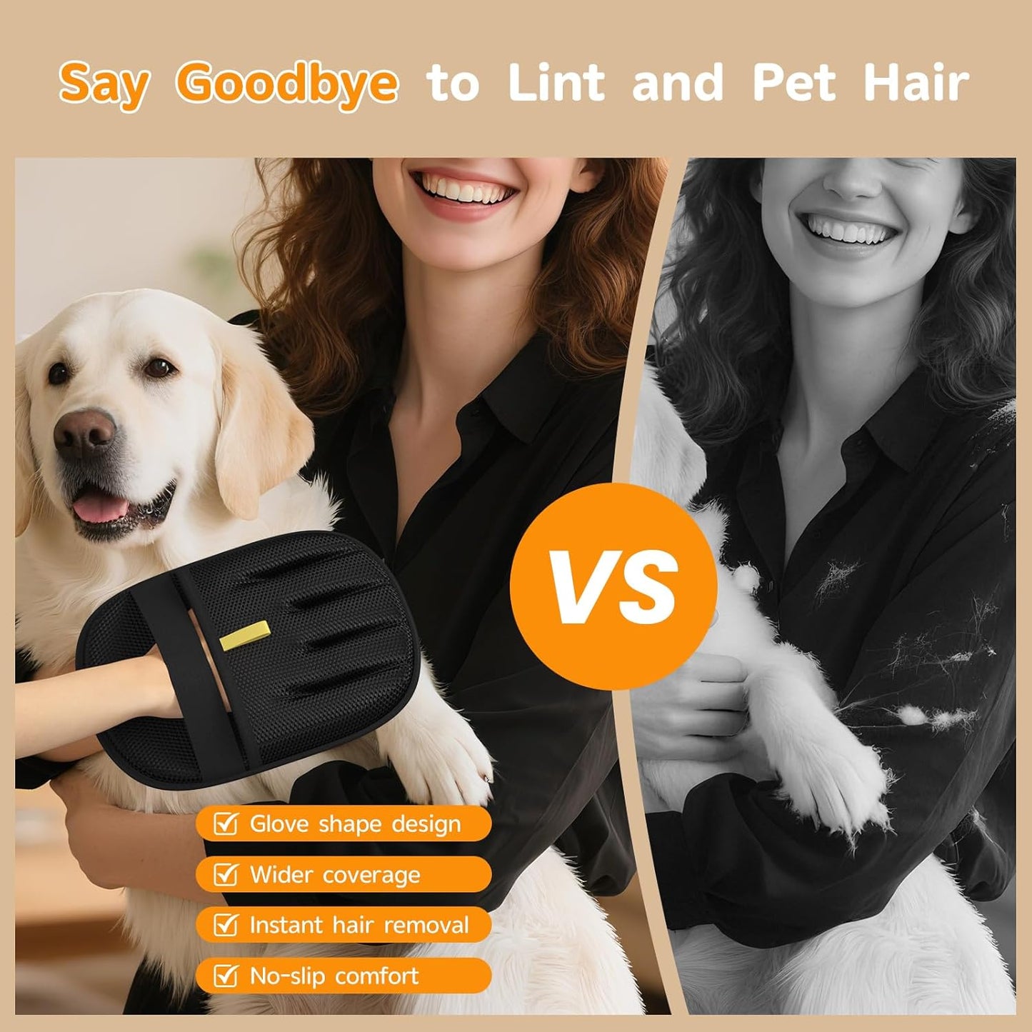 Pet Hair Remover - 2025 New Electrostatic Magic Brush Pet Hair Remover Glove, Reusable Cat & Dog Hair Remover Tool for Clothing, Couch, Furniture, Carpet, Car Seat, Cat Grooming Glove, 1 PCS