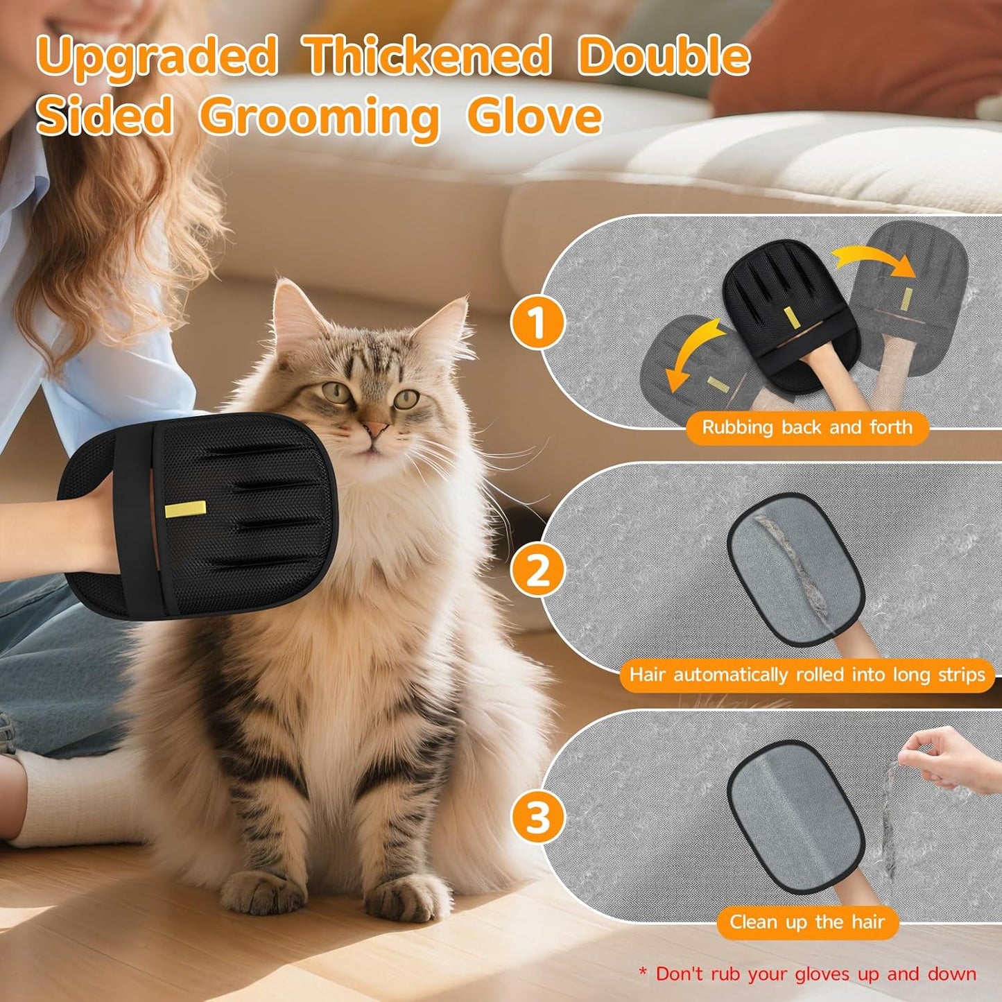 Pet Hair Remover - 2025 New Electrostatic Magic Brush Pet Hair Remover Glove, Reusable Cat & Dog Hair Remover Tool for Clothing, Couch, Furniture, Carpet, Car Seat, Cat Grooming Glove, 1 PCS