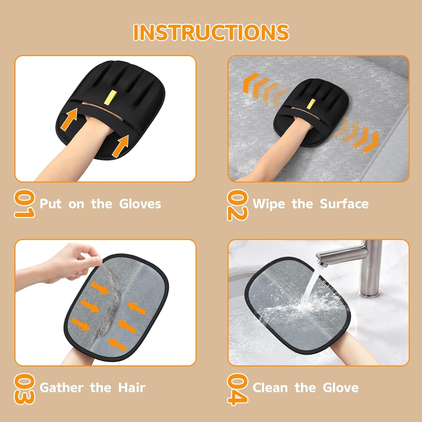 Pet Hair Remover - 2025 New Electrostatic Magic Brush Pet Hair Remover Glove, Reusable Cat & Dog Hair Remover Tool for Clothing, Couch, Furniture, Carpet, Car Seat, Cat Grooming Glove, 1 PCS