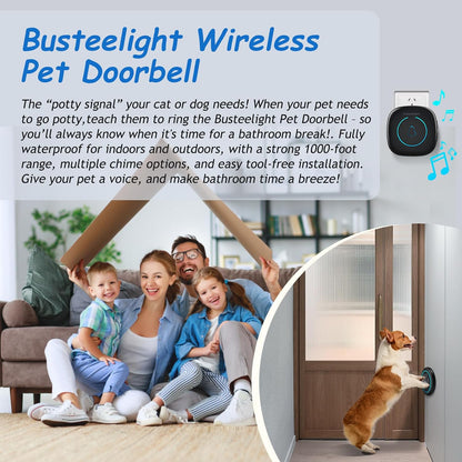 Soft Ring Blk Dog Bells to Go Outside-Dog Door Bell (1 Bell + 1 Receiver)