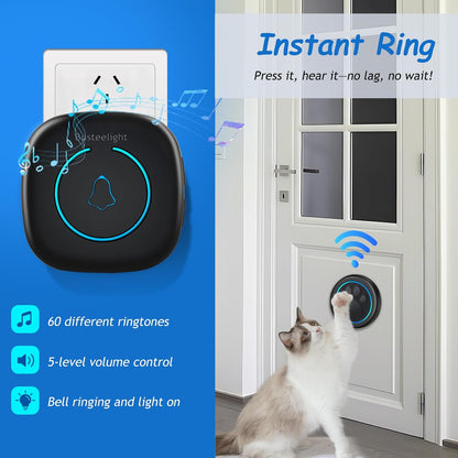 Soft Ring Blk Dog Bells to Go Outside-Dog Door Bell (1 Bell + 1 Receiver)