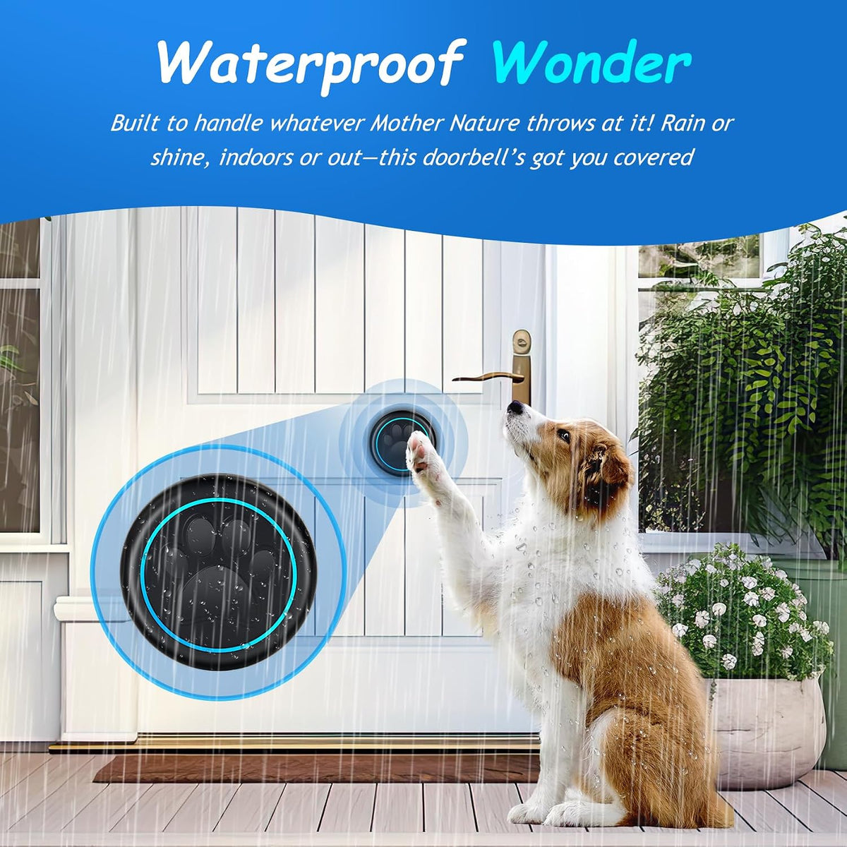 Soft Ring Blk Dog Bells to Go Outside-Dog Door Bell (1 Bell + 1 Receiver)