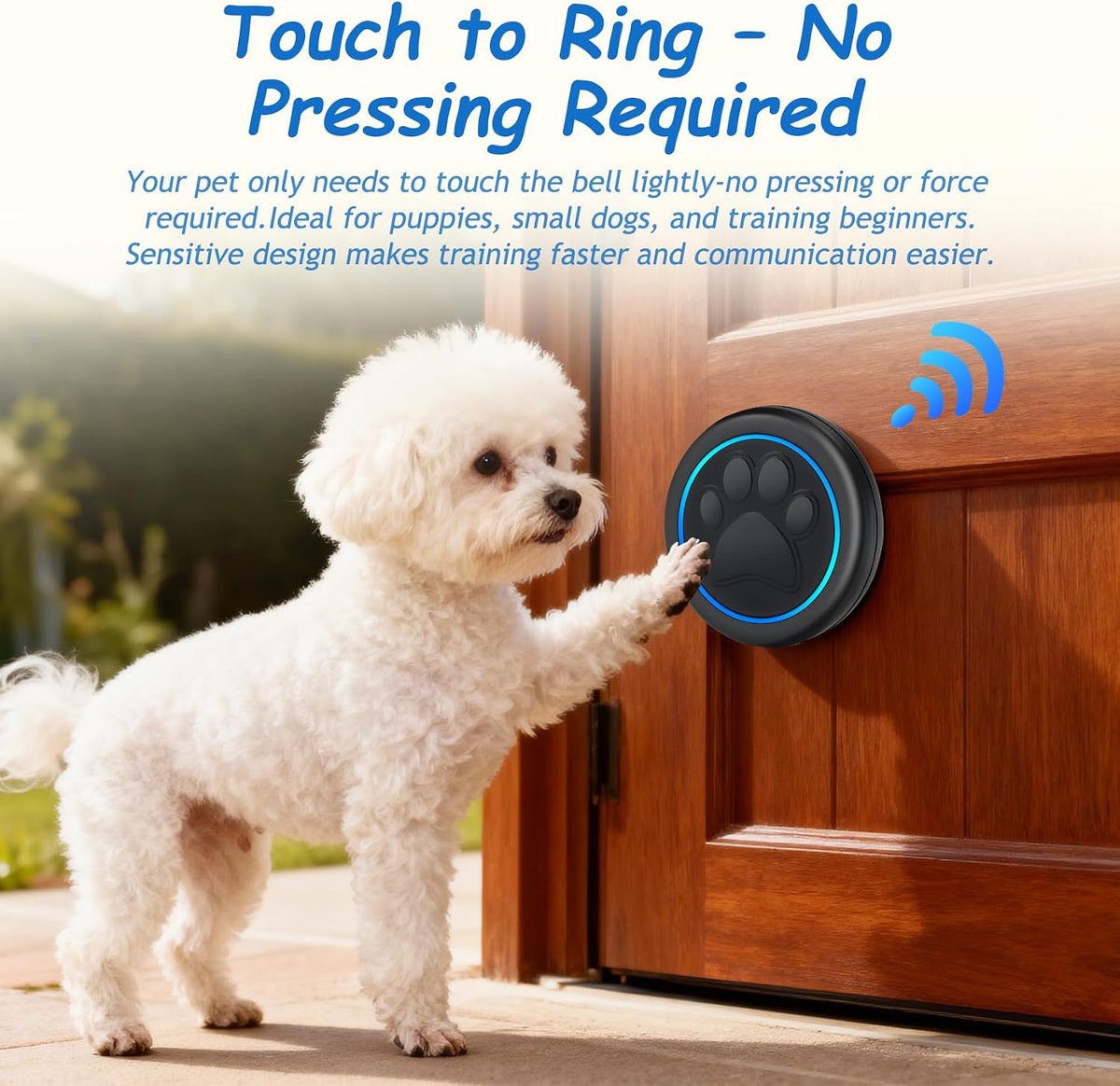Soft Ring Blk Dog Bells to Go Outside-Dog Door Bell (1 Bell + 1 Receiver)