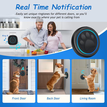 Soft Ring Blk Dog Bells to Go Outside-Dog Door Bell (1 Bell + 1 Receiver)