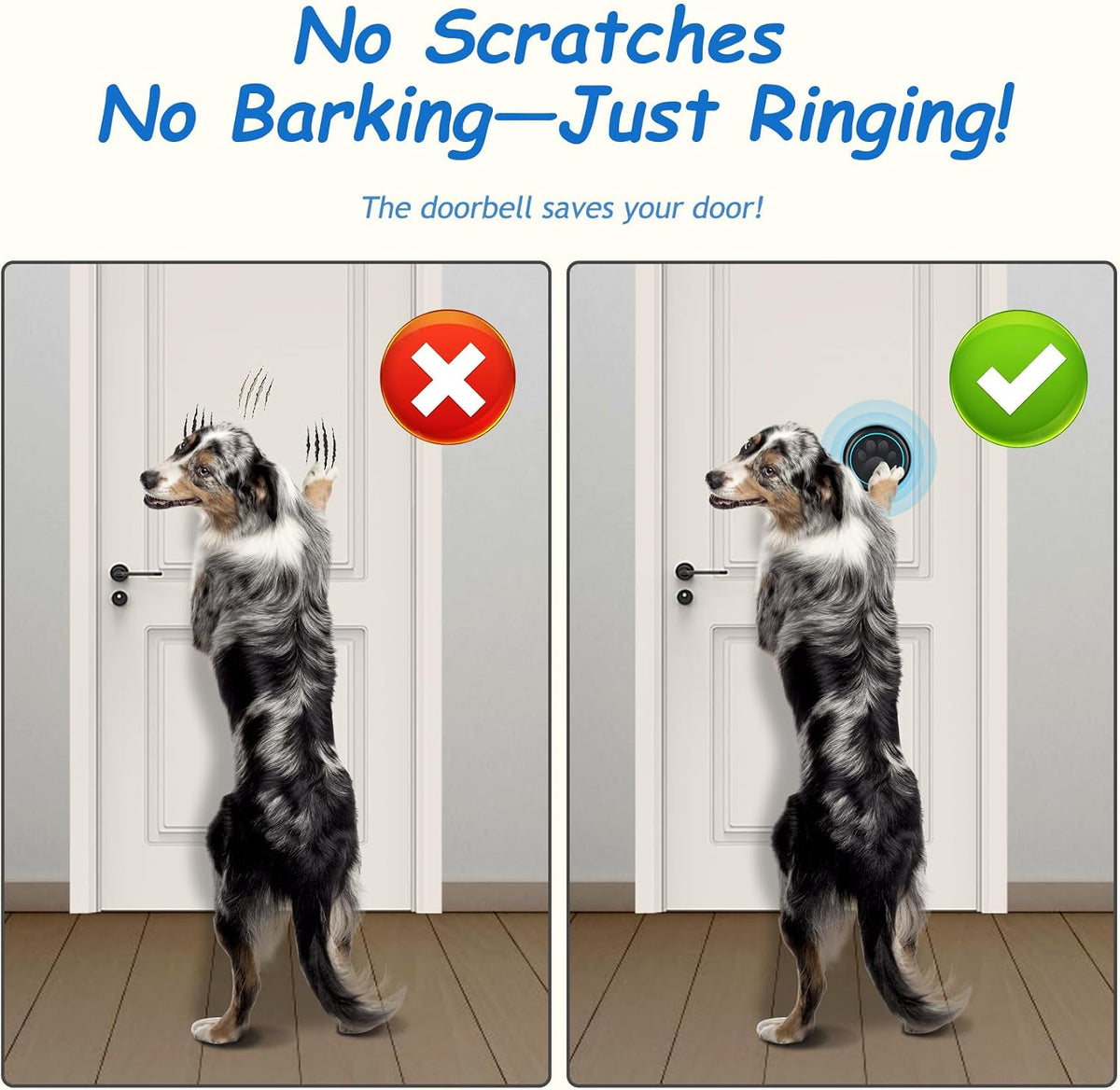 Soft Ring Blk Dog Bells to Go Outside-Dog Door Bell (1 Bell + 1 Receiver)
