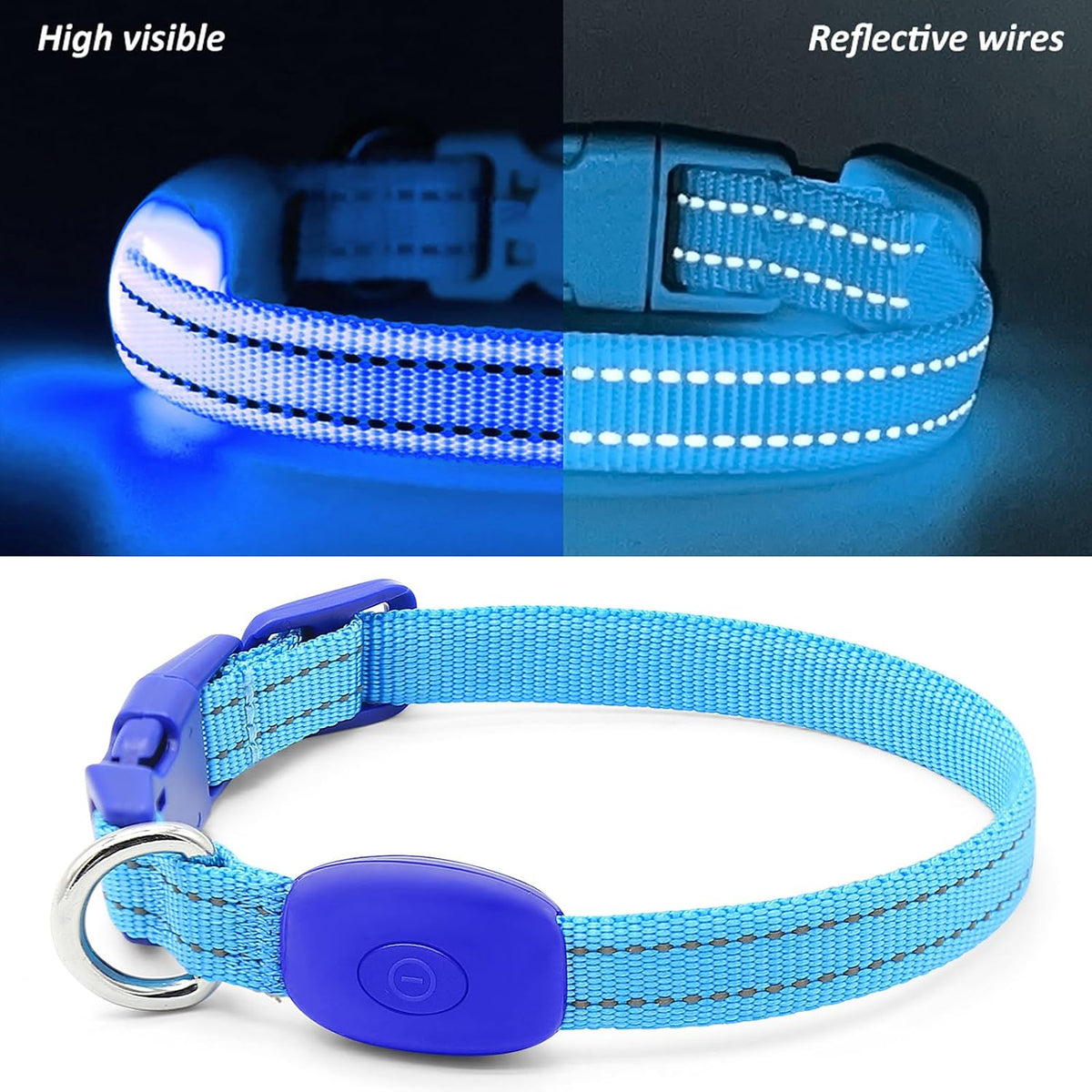Light Up Dog Collar, USB Rechargeable LED Dog Collar Glow in the Dark，Adjustable Pet Safety Lights for Night Walking (Green, Medium)