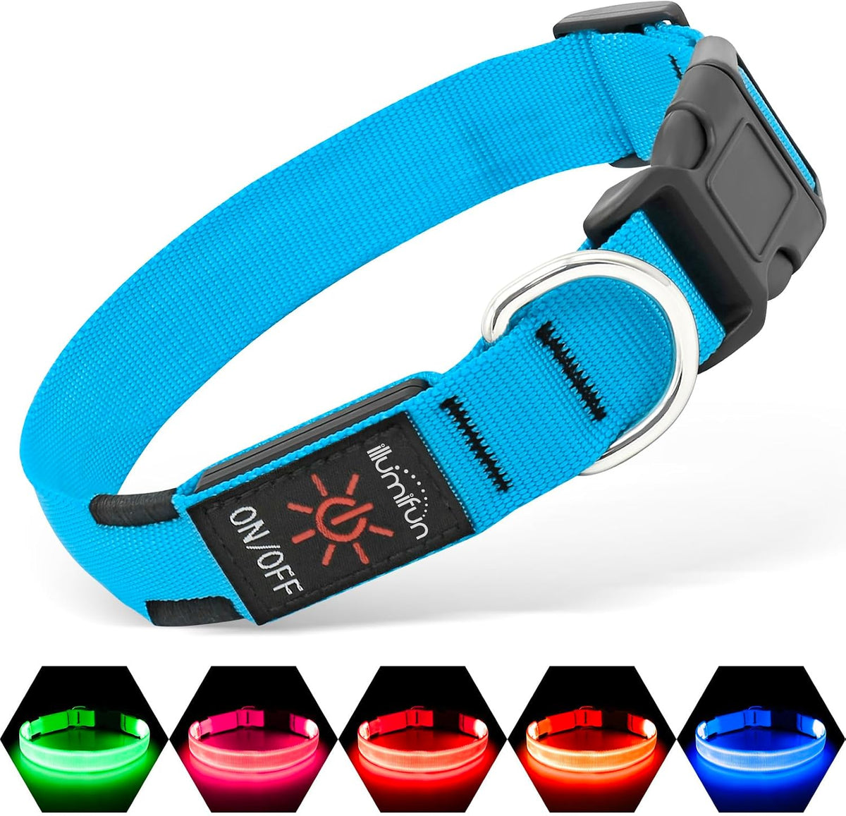 Light Up Dog Collar, USB Rechargeable LED Dog Collar Glow in the Dark，Adjustable Pet Safety Lights for Night Walking (Green, Medium)