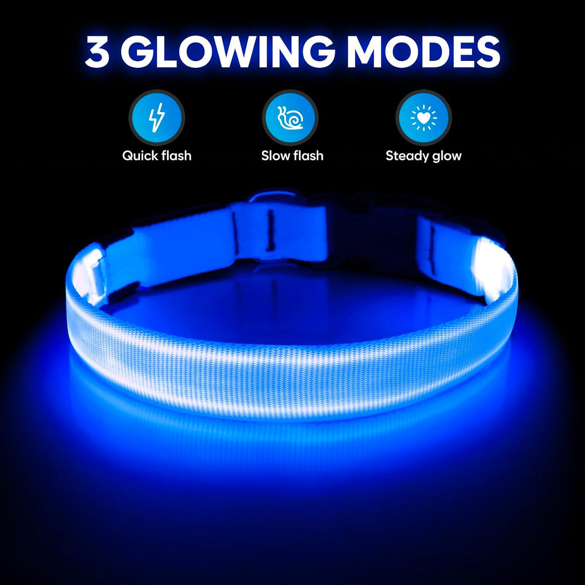 Light Up Dog Collar, USB Rechargeable LED Dog Collar Glow in the Dark，Adjustable Pet Safety Lights for Night Walking (Green, Medium)