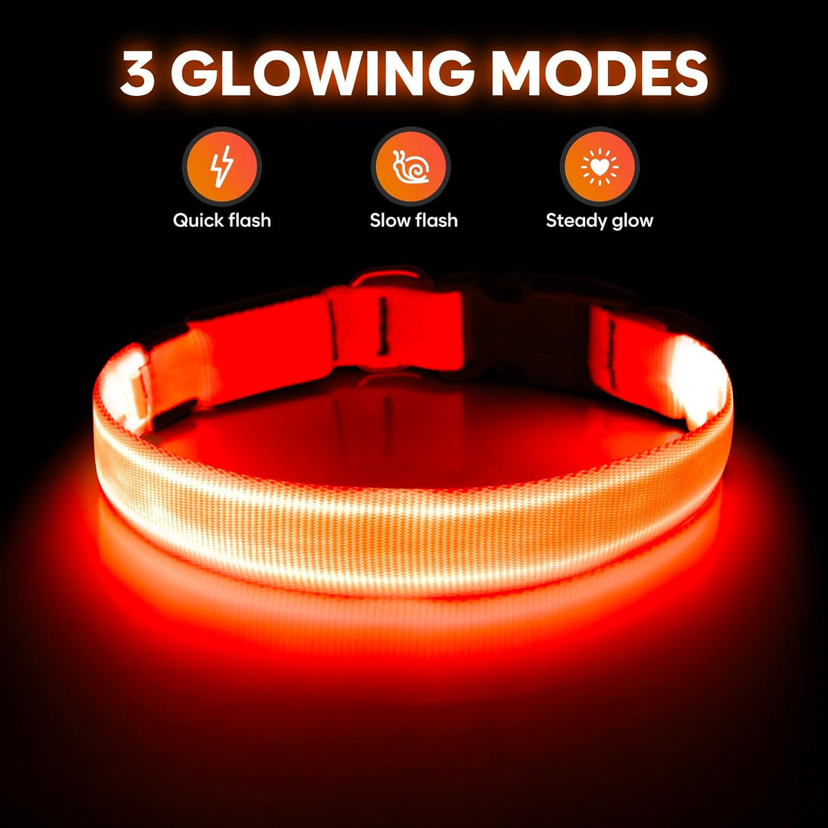 Light Up Dog Collar, USB Rechargeable LED Dog Collar Glow in the Dark，Adjustable Pet Safety Lights for Night Walking (Green, Medium)