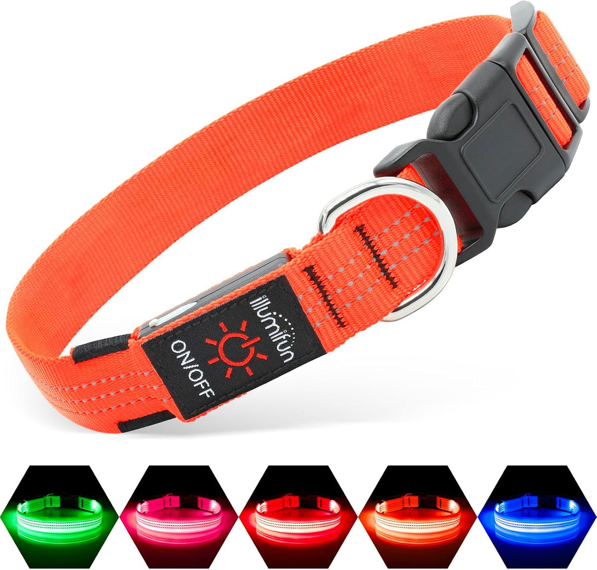 Light Up Dog Collar, USB Rechargeable LED Dog Collar Glow in the Dark，Adjustable Pet Safety Lights for Night Walking (Green, Medium)