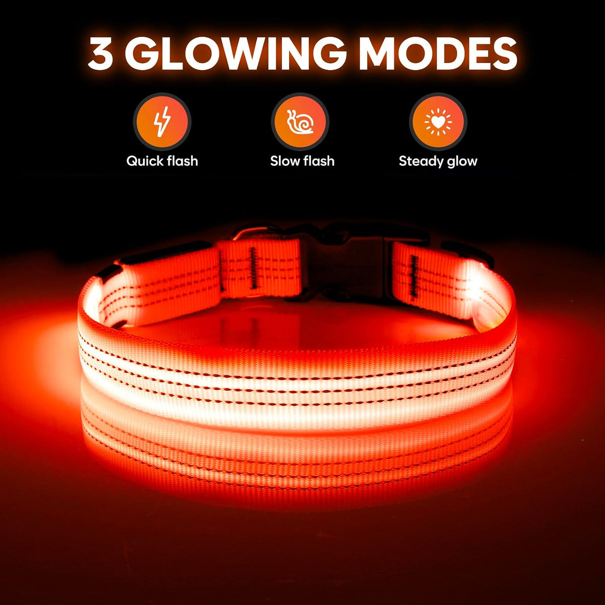 Light Up Dog Collar, USB Rechargeable LED Dog Collar Glow in the Dark，Adjustable Pet Safety Lights for Night Walking (Green, Medium)
