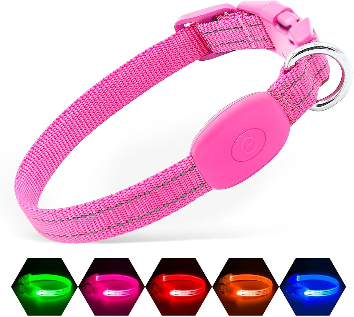 Light Up Dog Collar, USB Rechargeable LED Dog Collar Glow in the Dark，Adjustable Pet Safety Lights for Night Walking (Green, Medium)
