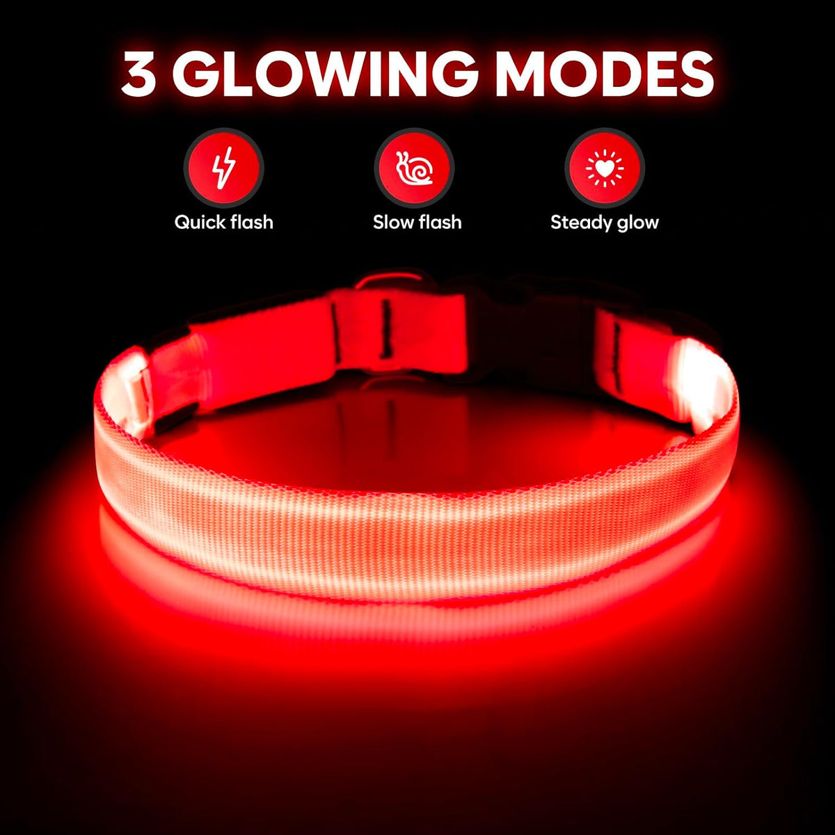 Light Up Dog Collar, USB Rechargeable LED Dog Collar Glow in the Dark，Adjustable Pet Safety Lights for Night Walking (Green, Medium)