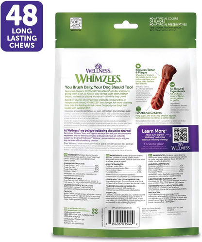 Whimzees Wellness Brushzees Natural Dog Dental Treat, VOHC Accepted Chews, Freshens Breath, Extra-Small Size, 12.7 oz Bag