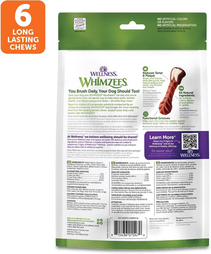 Whimzees Wellness Brushzees Natural Dog Dental Treat, VOHC Accepted Chews, Freshens Breath, Extra-Small Size, 12.7 oz Bag
