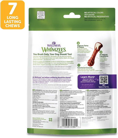 Whimzees Wellness Brushzees Natural Dog Dental Treat, VOHC Accepted Chews, Freshens Breath, Extra-Small Size, 12.7 oz Bag
