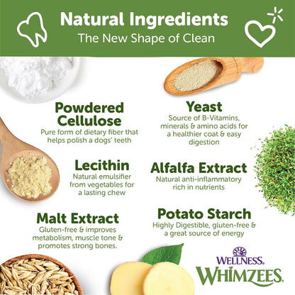 Whimzees Wellness Brushzees Natural Dog Dental Treat, VOHC Accepted Chews, Freshens Breath, Extra-Small Size, 12.7 oz Bag