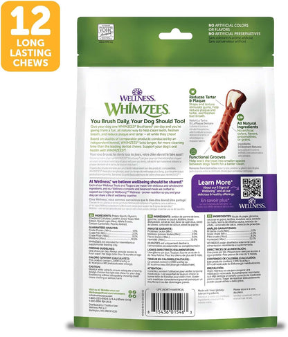 Whimzees Wellness Brushzees Natural Dog Dental Treat, VOHC Accepted Chews, Freshens Breath, Extra-Small Size, 12.7 oz Bag