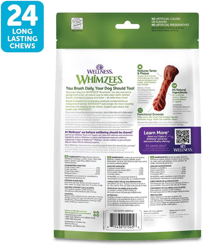 Whimzees Wellness Brushzees Natural Dog Dental Treat, VOHC Accepted Chews, Freshens Breath, Extra-Small Size, 12.7 oz Bag