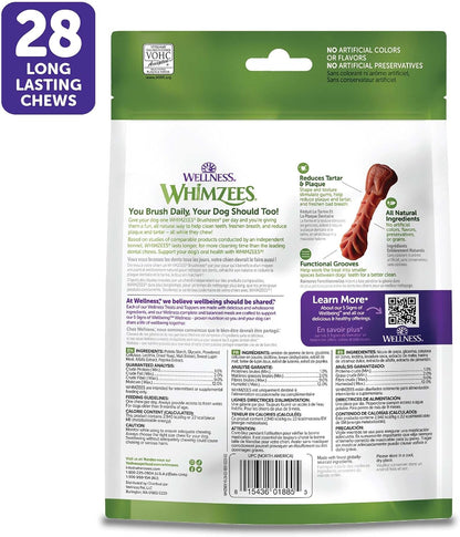 Whimzees Wellness Brushzees Natural Dog Dental Treat, VOHC Accepted Chews, Freshens Breath, Extra-Small Size, 12.7 oz Bag