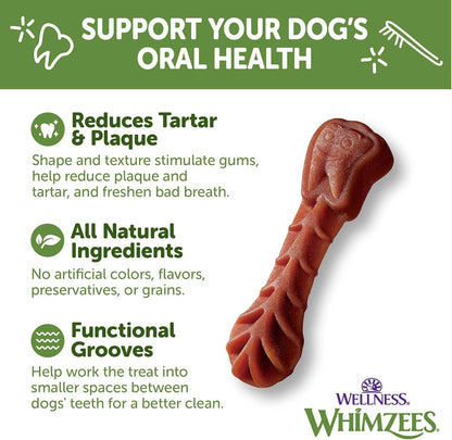 Whimzees Wellness Brushzees Natural Dog Dental Treat, VOHC Accepted Chews, Freshens Breath, Extra-Small Size, 12.7 oz Bag