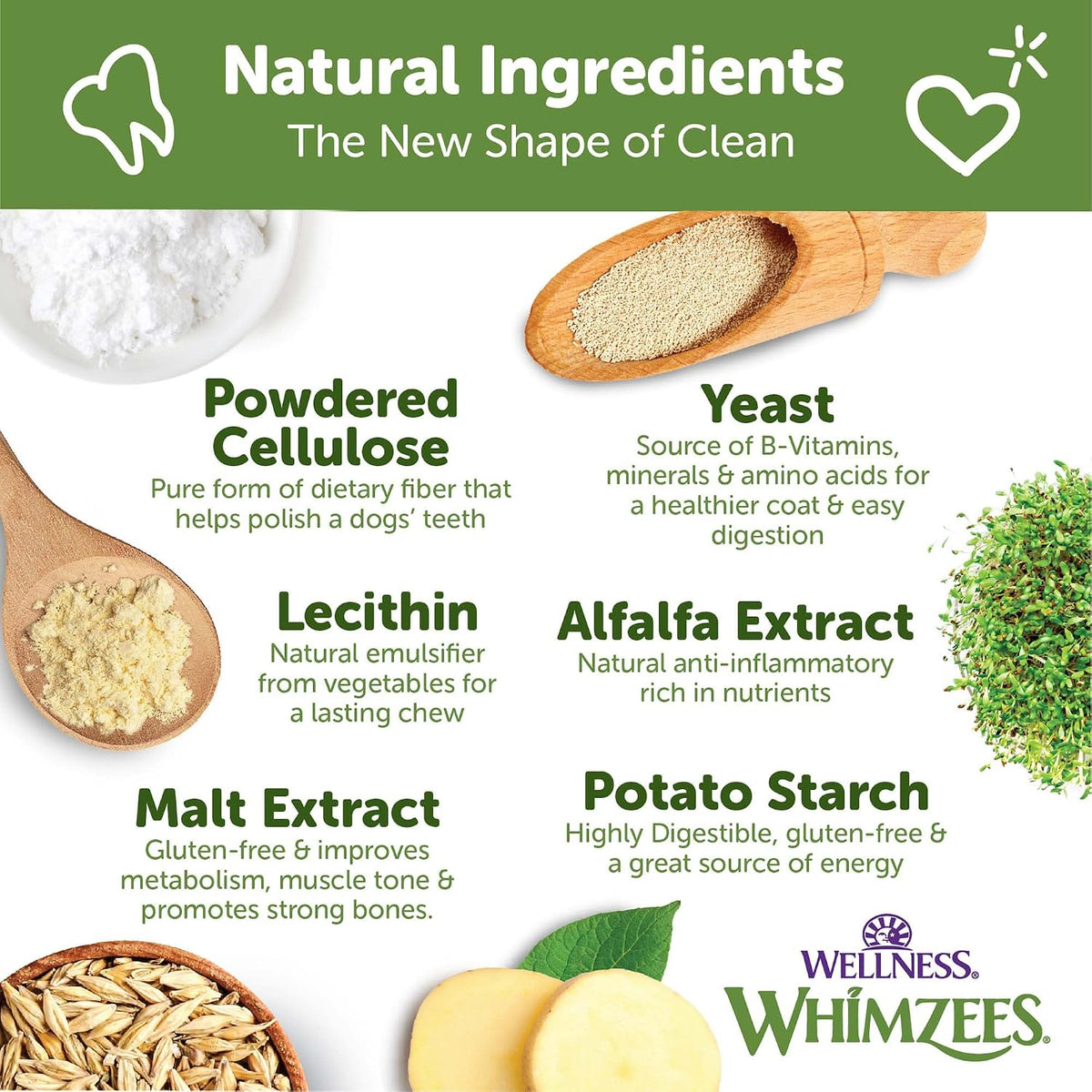 Whimzees Wellness Brushzees Natural Dog Dental Treat, VOHC Accepted Chews, Freshens Breath, Extra-Small Size, 12.7 oz Bag