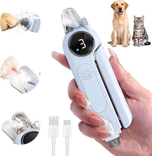 2-in-1 Quiet Electric Pet Nail Clipper & Grinder with Light for Dogs Cats