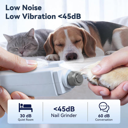 2-in-1 Quiet Electric Pet Nail Clipper & Grinder with Light for Dogs Cats
