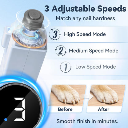 2-in-1 Quiet Electric Pet Nail Clipper & Grinder with Light for Dogs Cats