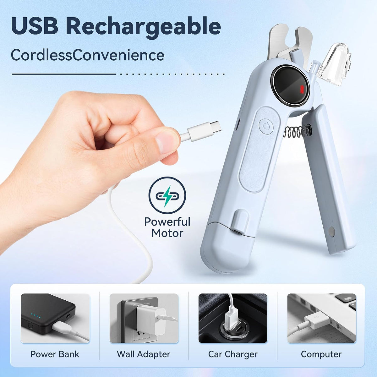 2-in-1 Quiet Electric Pet Nail Clipper & Grinder with Light for Dogs Cats