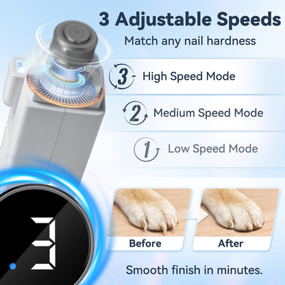 2-in-1 Quiet Electric Pet Nail Clipper & Grinder with Light for Dogs Cats