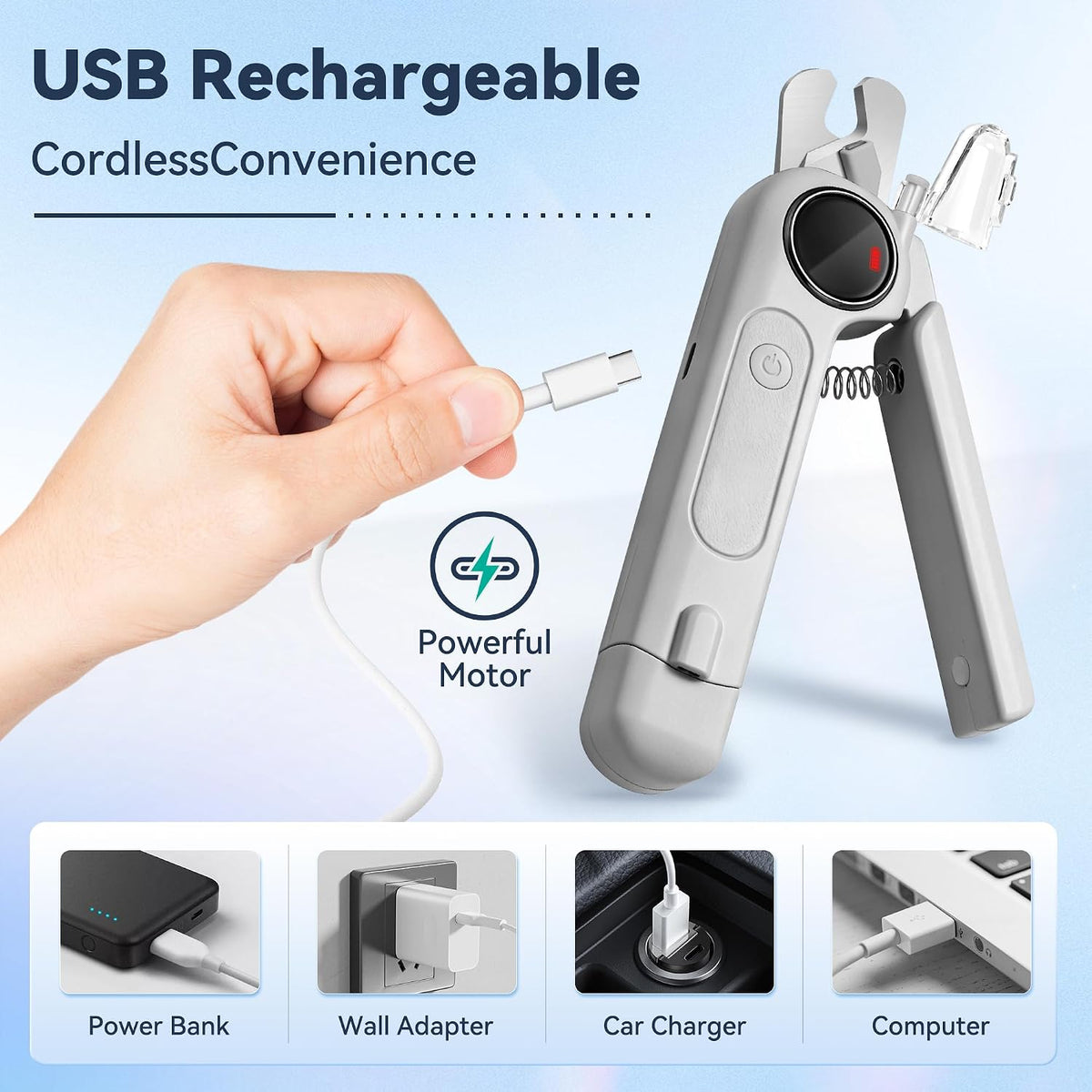 2-in-1 Quiet Electric Pet Nail Clipper & Grinder with Light for Dogs Cats