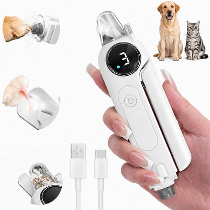 2-in-1 Quiet Electric Pet Nail Clipper & Grinder with Light for Dogs Cats